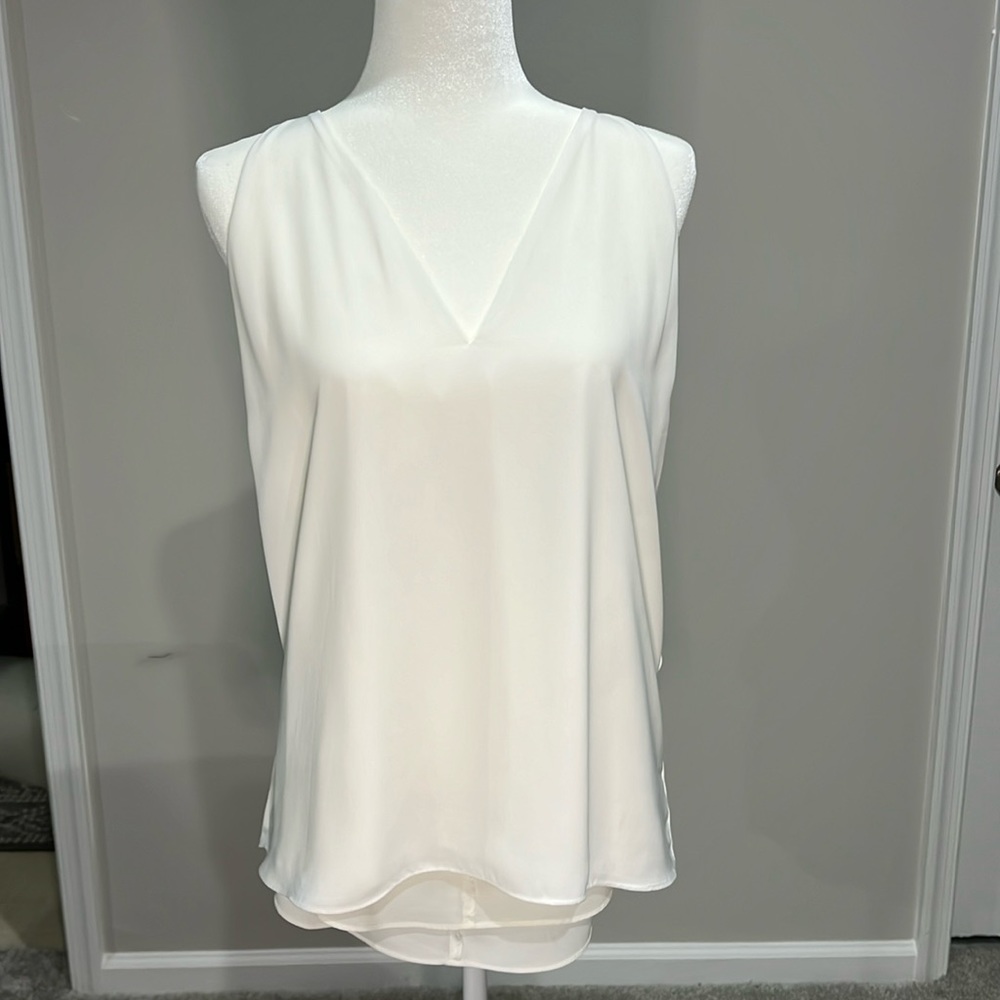 Sugar + L!ps Open Back Sleeveless Tank, White, Size Medium